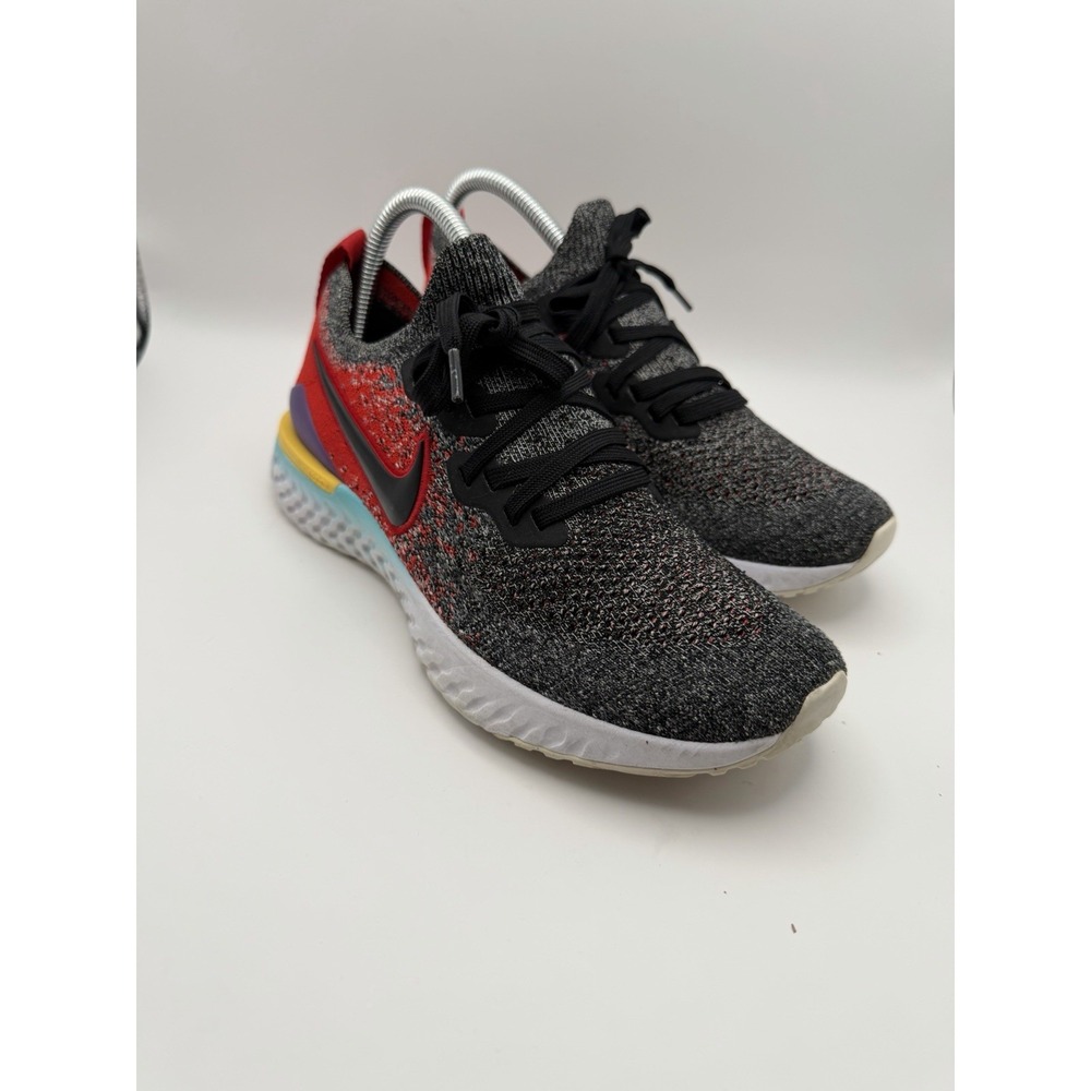 Nike Epic React Flyknit 2 Men's Running Shoes Size 7 BQ8928-007 Black Red